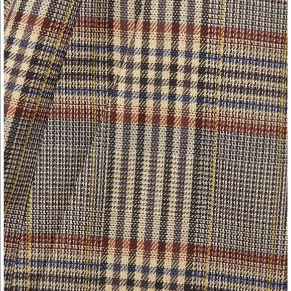 Sandro Pants Stainy Plaid Check Tapered Ankle Crop Neutral Work Modern Sz 34 XS - Picture 2 of 14